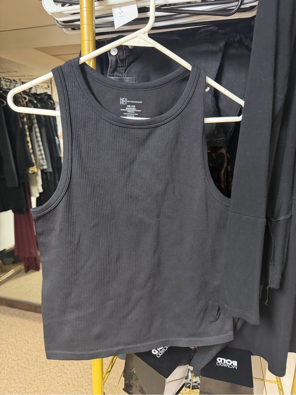 No Boundaries Black Ribbed Scoop Tank Top